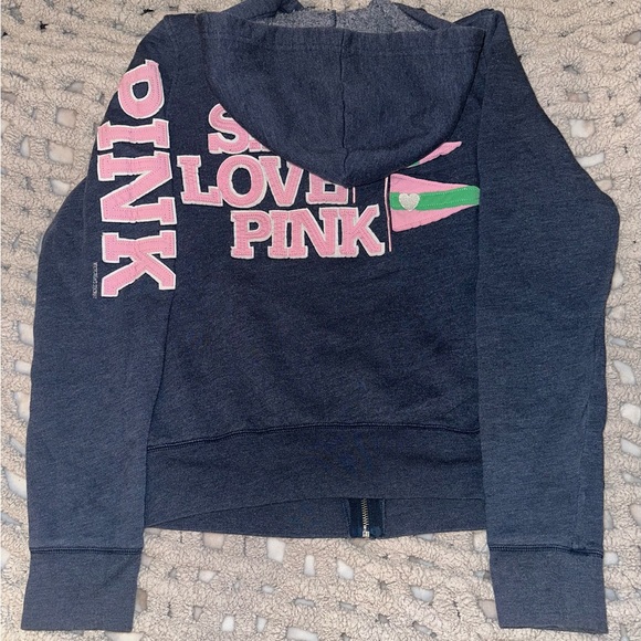 PINK Victoria's Secret Vintage Women’s Hoodie - Navy Blue with Pink Size M - Picture 3 of 7